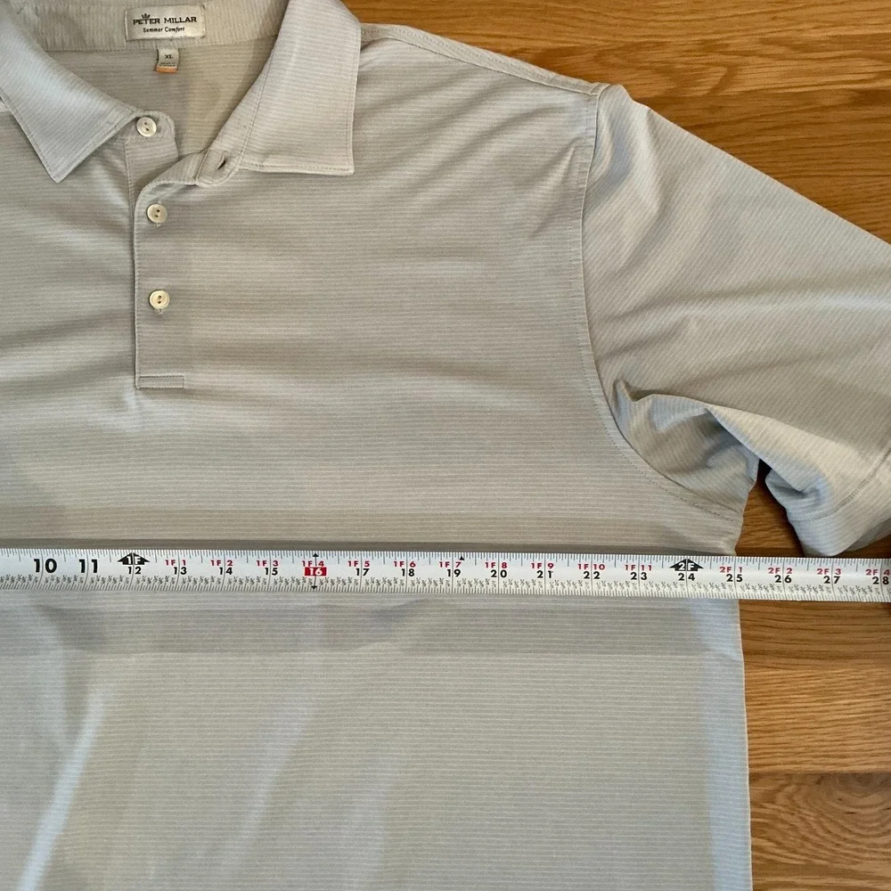 Peter Millar Summer Comfort Polo XL Light Gray Stripe Performance Golf‎ Shirt